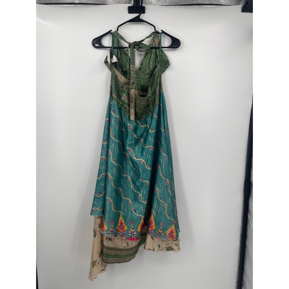NWT NIMMI L Halter Handkerchief Midi Dress Layered Boho Fairy Hippie Floral Vaca - Picture 5 of 10